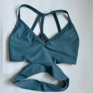 Women's Teal Strappy Crop Top